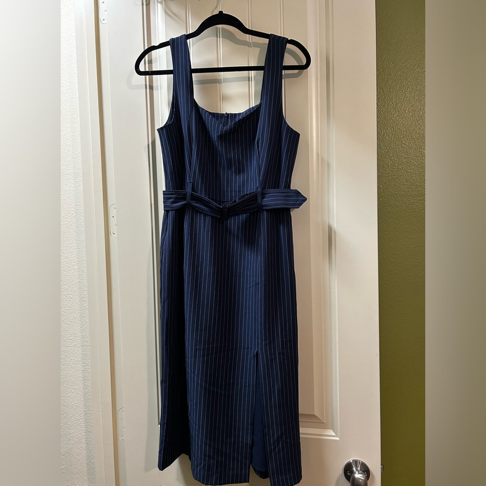 Blue Belted Corporate Dress